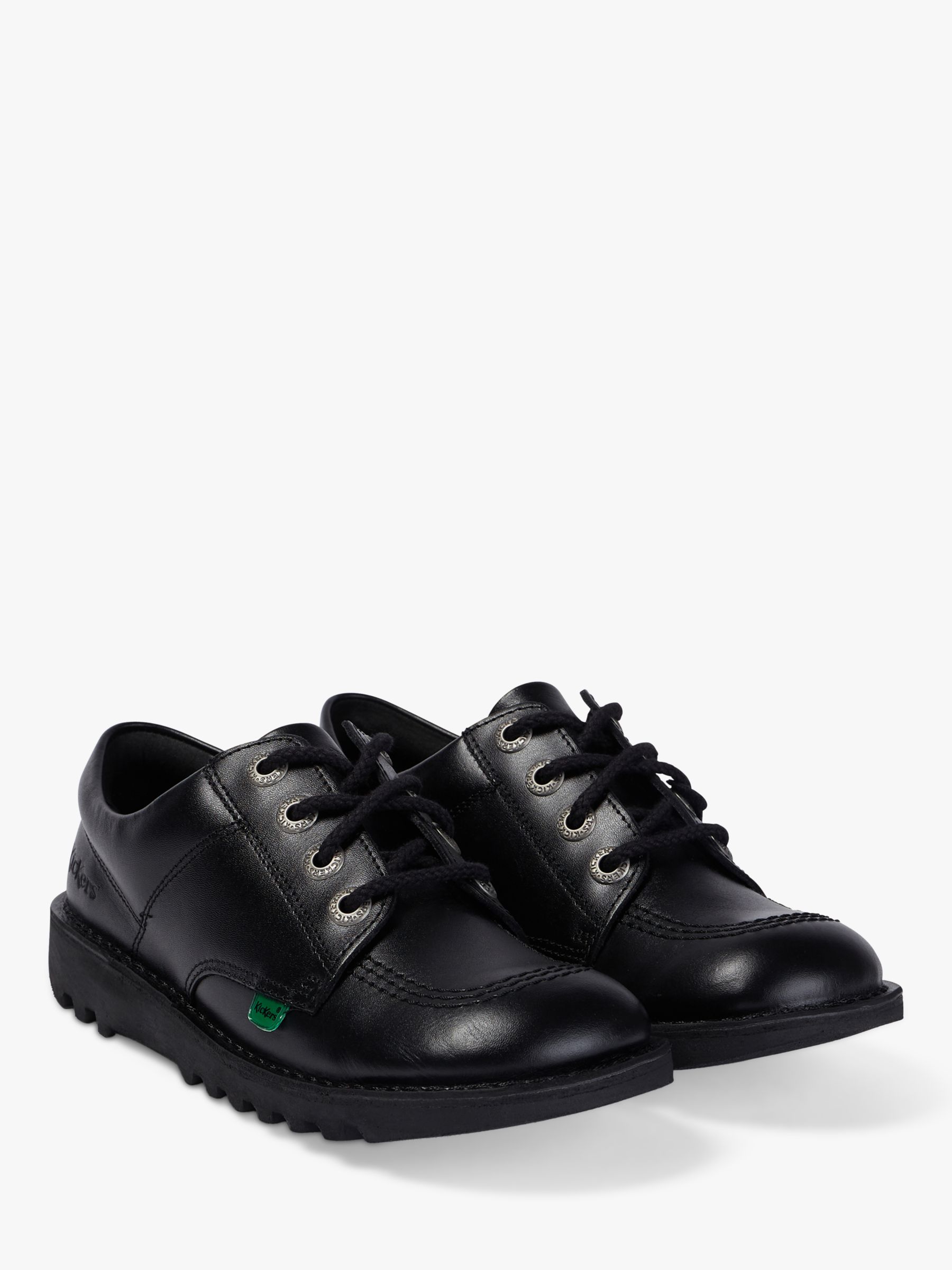 Stof Christchurch Regelmatigheid Kickers Children's Kick Lo Core Lace Up Shoes, Black Leather at John Lewis  & Partners