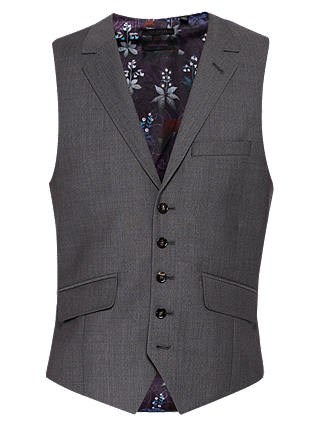 Ted Baker Bundaw Wool Semi Plain Tailored Waistcoat, Grey