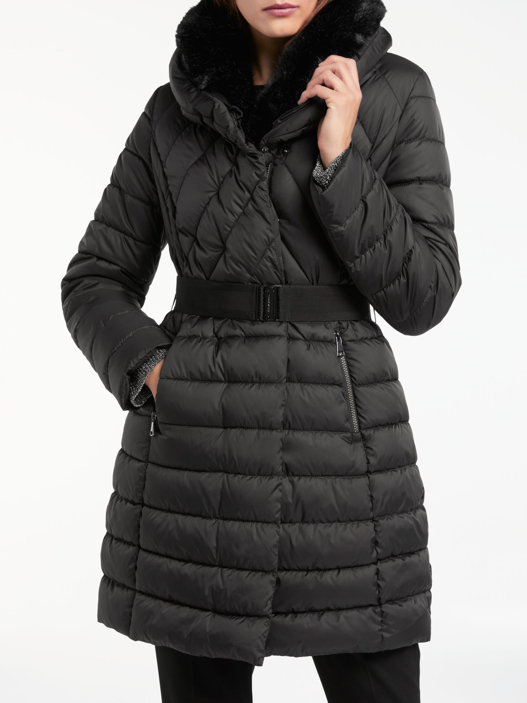 black padded coat with hood