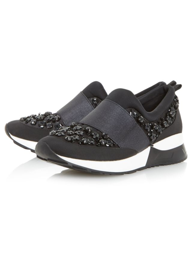 Dune Elisha Embellished Slip On Trainers Black 3