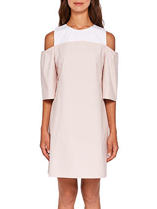 Ted Baker Colour By Numbers Janoo Cold Shoulder Dress, Nude Pink/White