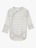 Polarn O. Pyret Baby GOTS Organic Cotton Stripe Wraparound Bodysuit, Grey