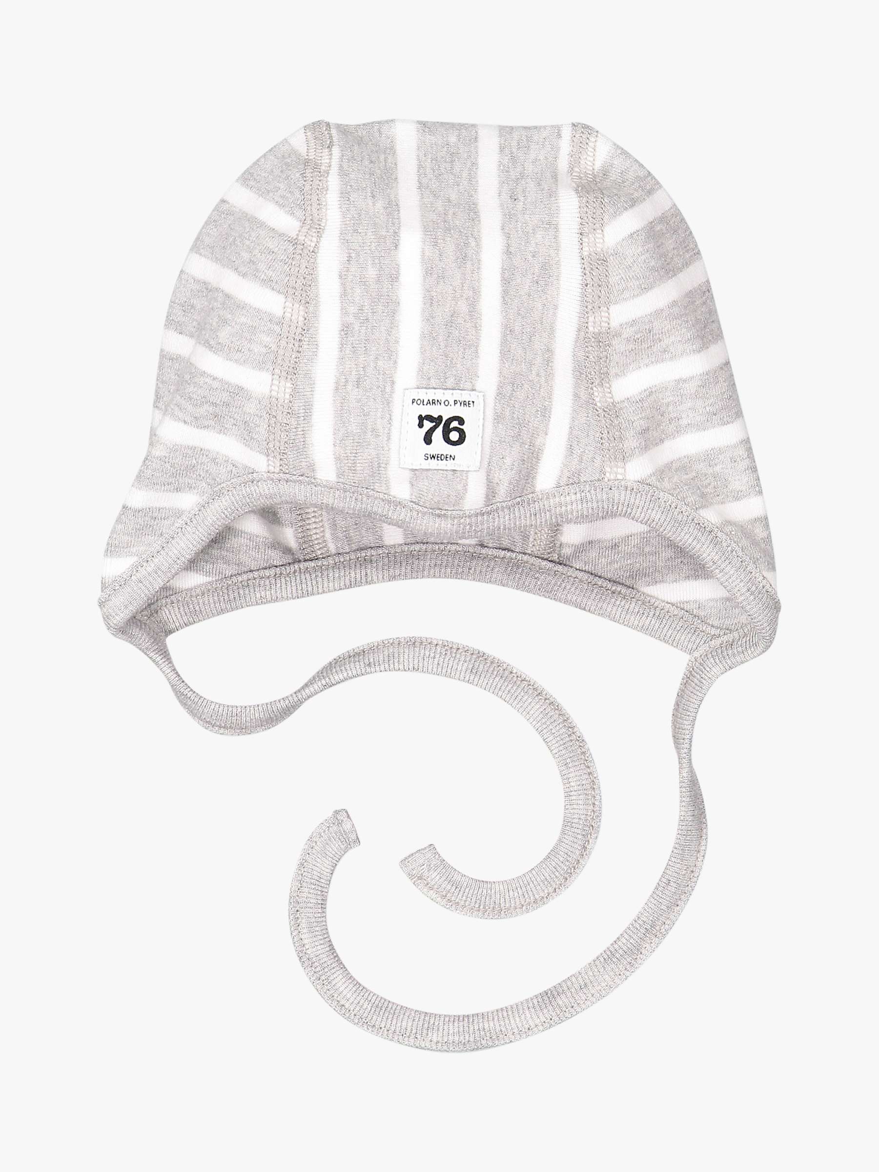 Buy Polarn O. Pyret Baby GOTS Organic Cotton Stripe Helmet Hat, Grey Online at johnlewis.com