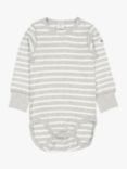 Polarn O. Pyret Baby GOTS Organic Cotton Stripe Long Sleeve Bodysuit, Grey