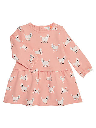 John Lewis & Partners Baby Poodle Print Sweatshirt Dress, Pink