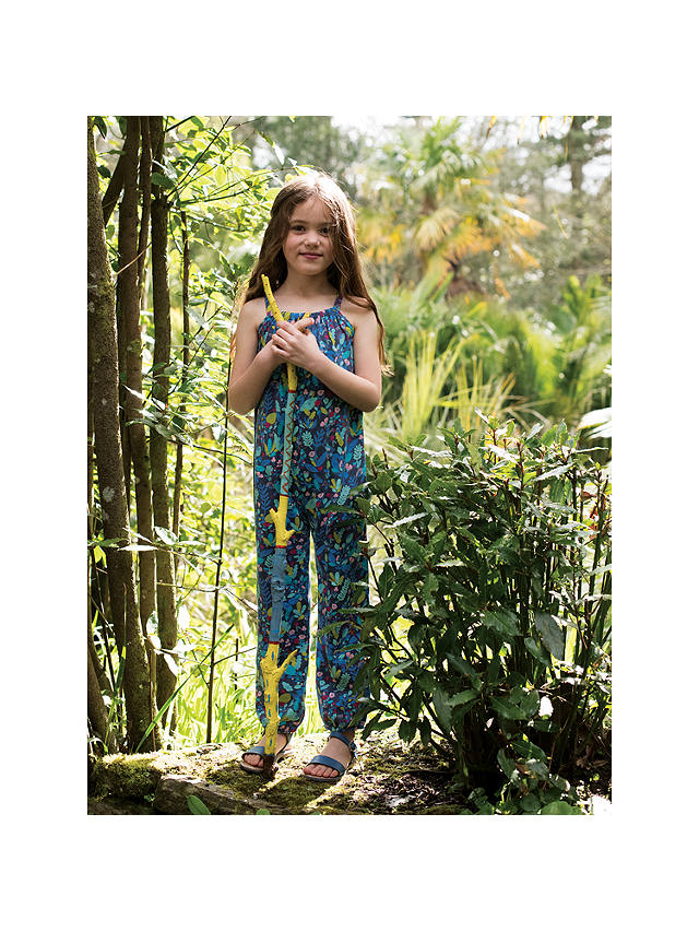 Buy Frugi Organic Girls' Paradise Bird Print Jumpsuit, Multi, 3-4 year...