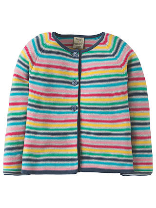 Frugi Organic Girls' Milly Rainbow Knitted Cardigan, Multi