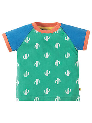 Frugi Organic Baby Renny Raglan Cactus T-Shirt, Green