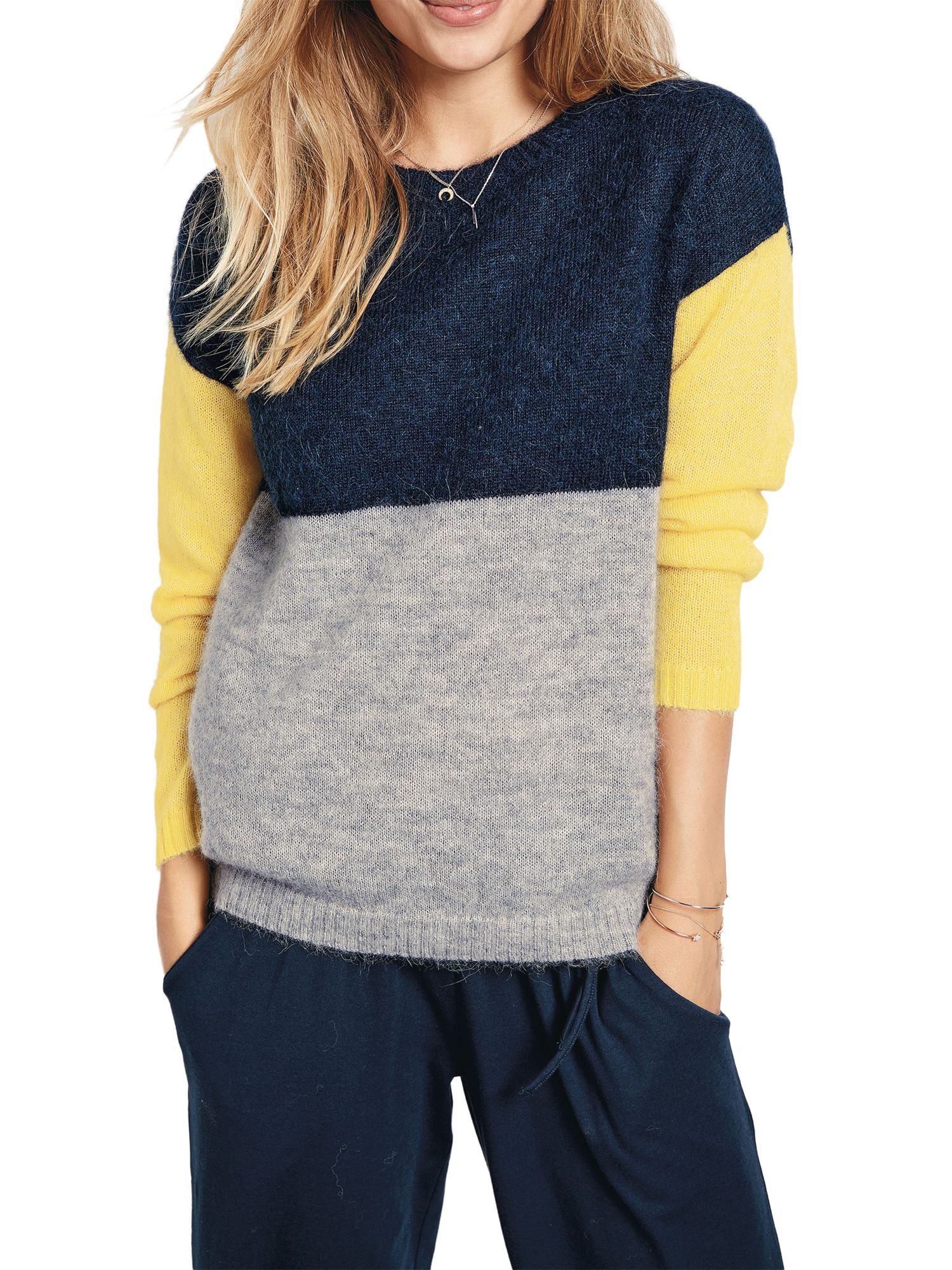 hush Colourblock Jumper, Midnight/Multi