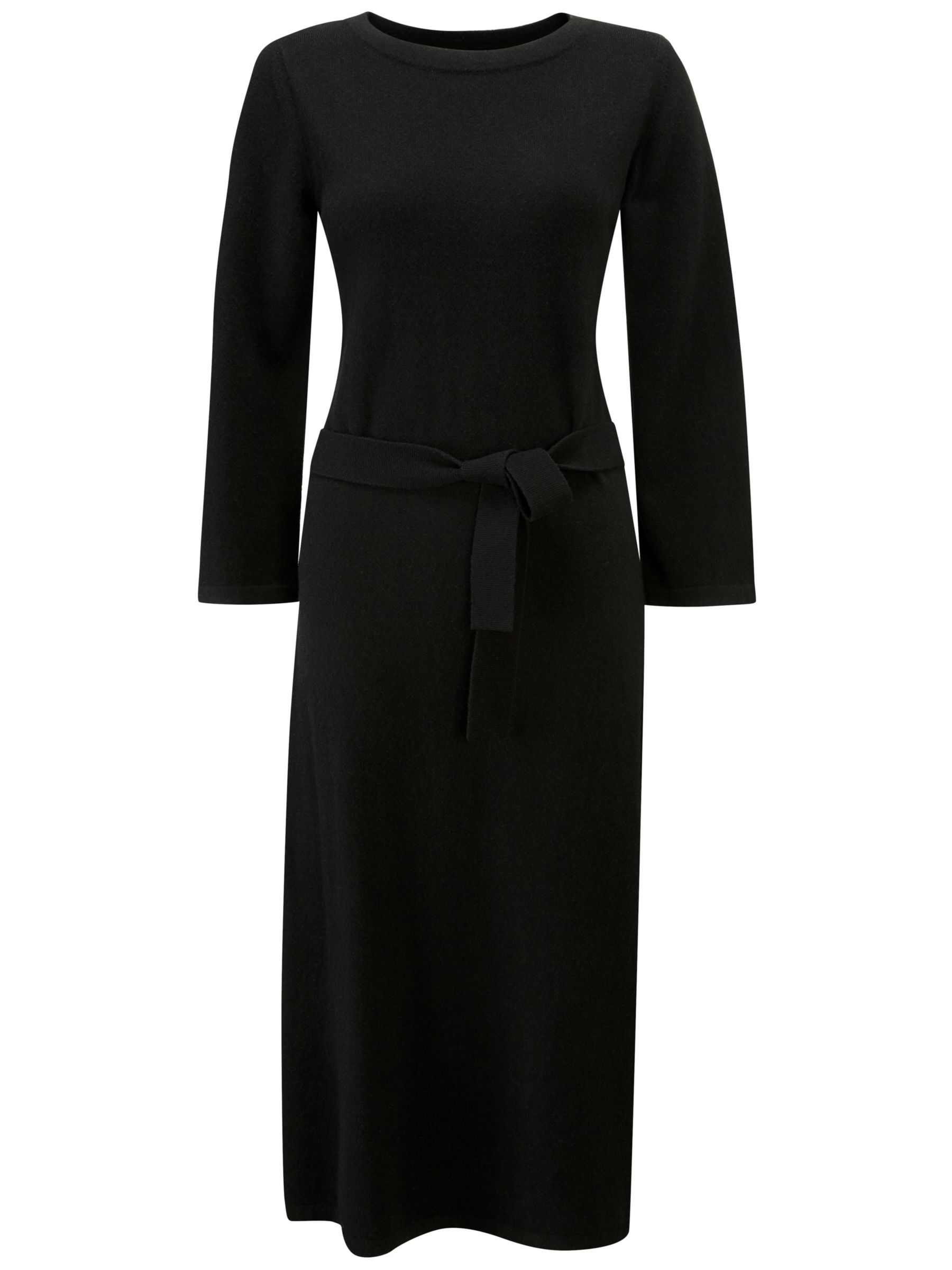 Pure Collection Knitted Cashmere Dress, Black at John Lewis & Partners