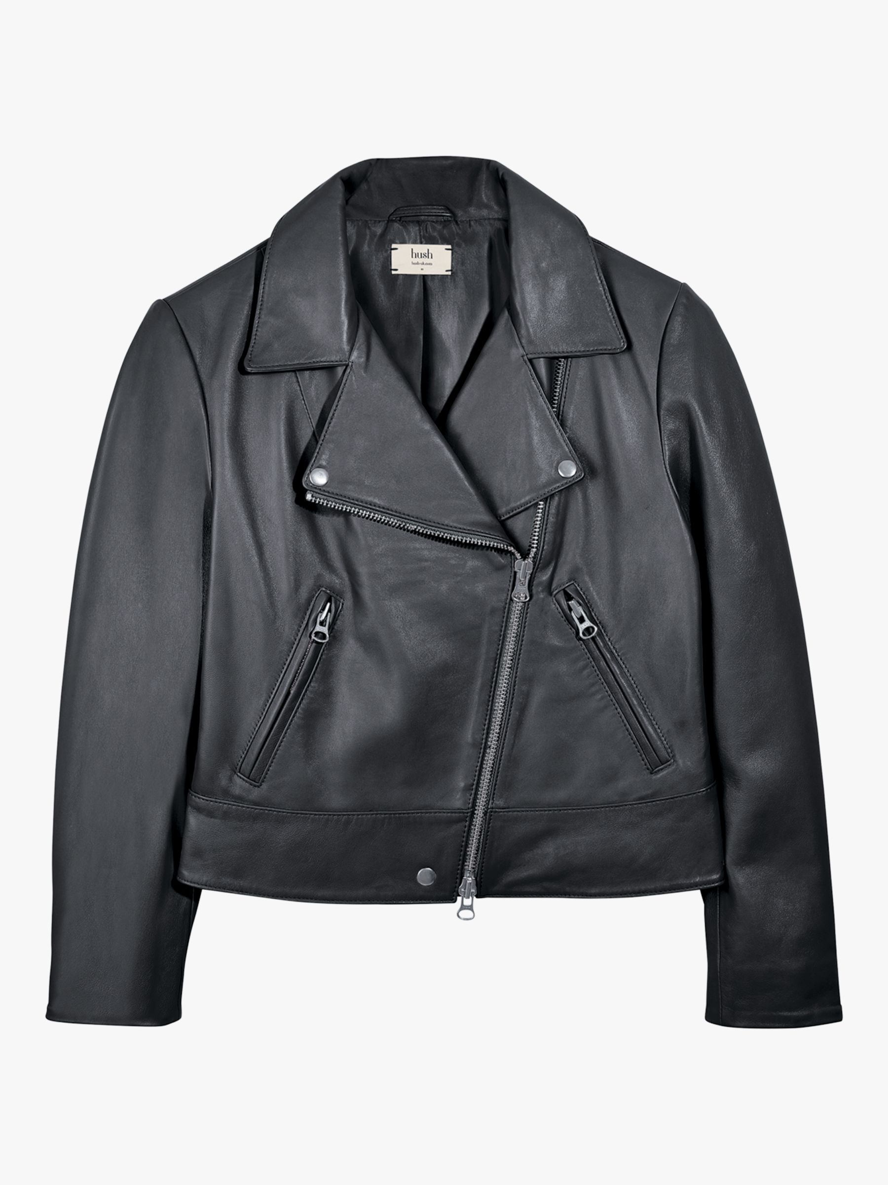 HUSH Onyx Leather Jacket, Black, 6