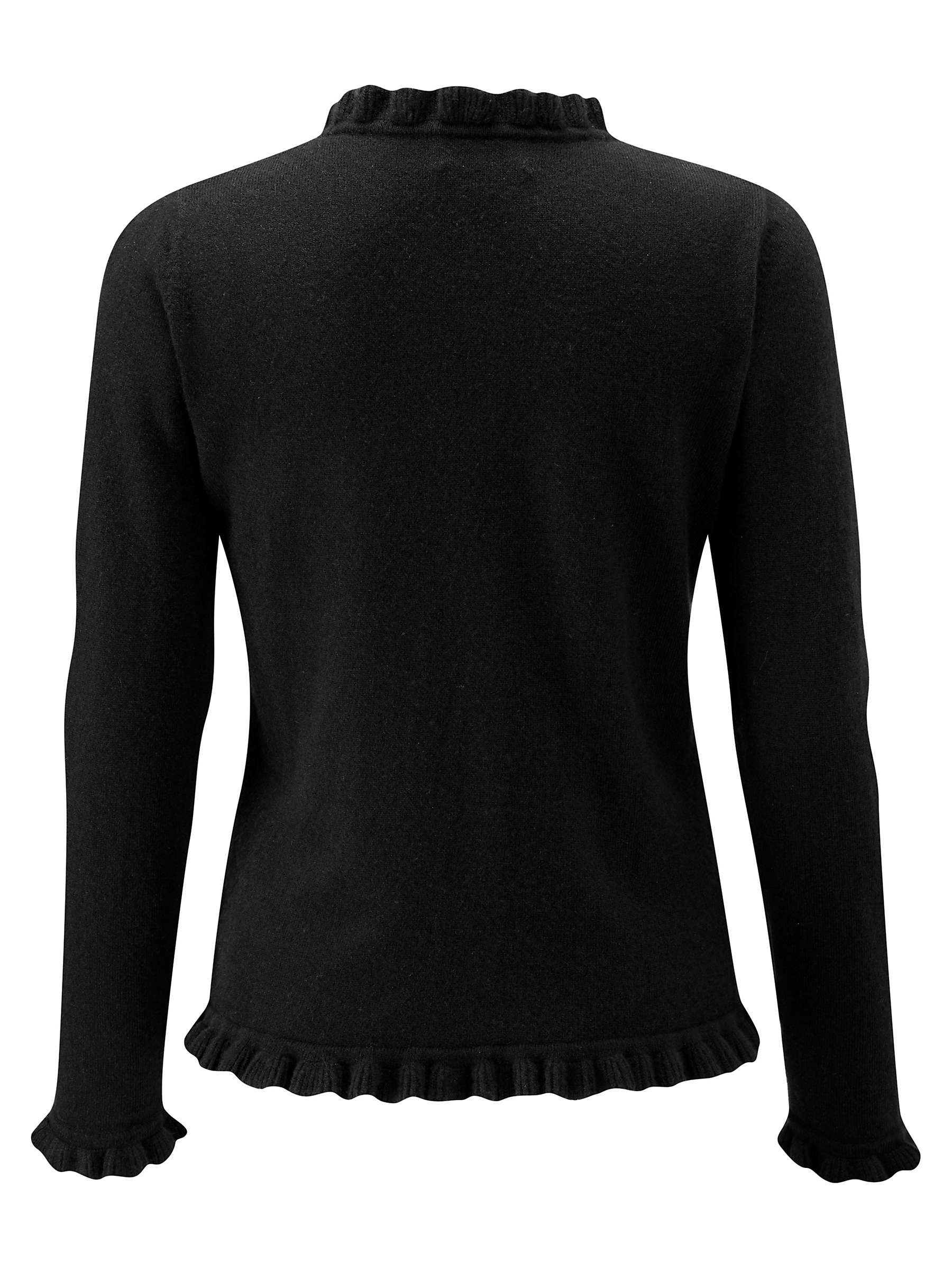 Buy Pure Collection Cashmere Ruffle Edge Cardigan, Black Online at johnlewis.com