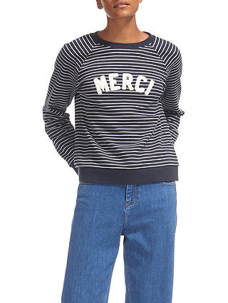 Whistles Striped Merci Embroidered Sweatshirt, Multi