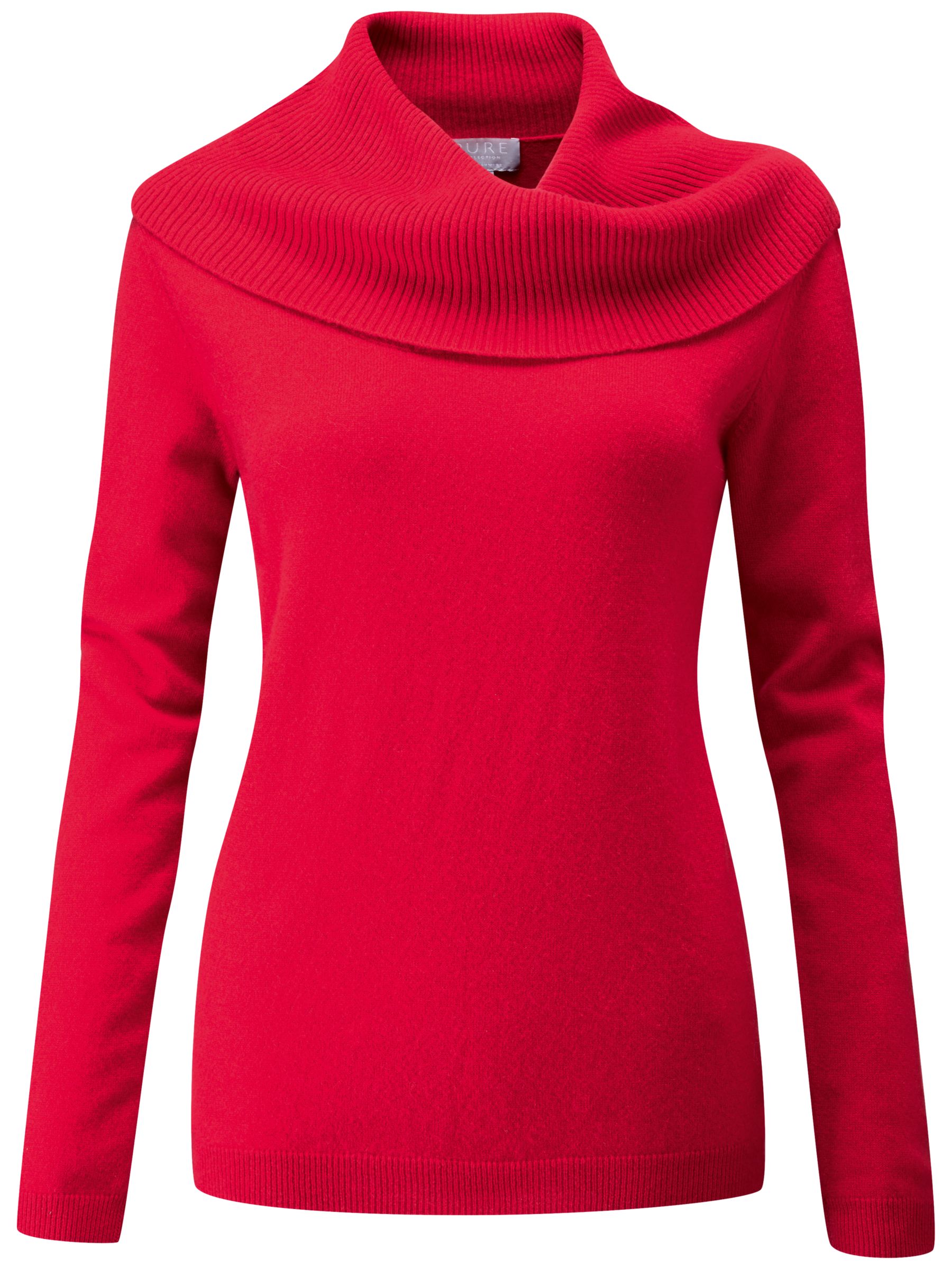 red cowl neck sweater