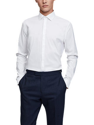 Reiss Mauro Concealed Placket Slim Fit Cotton Shirt, White