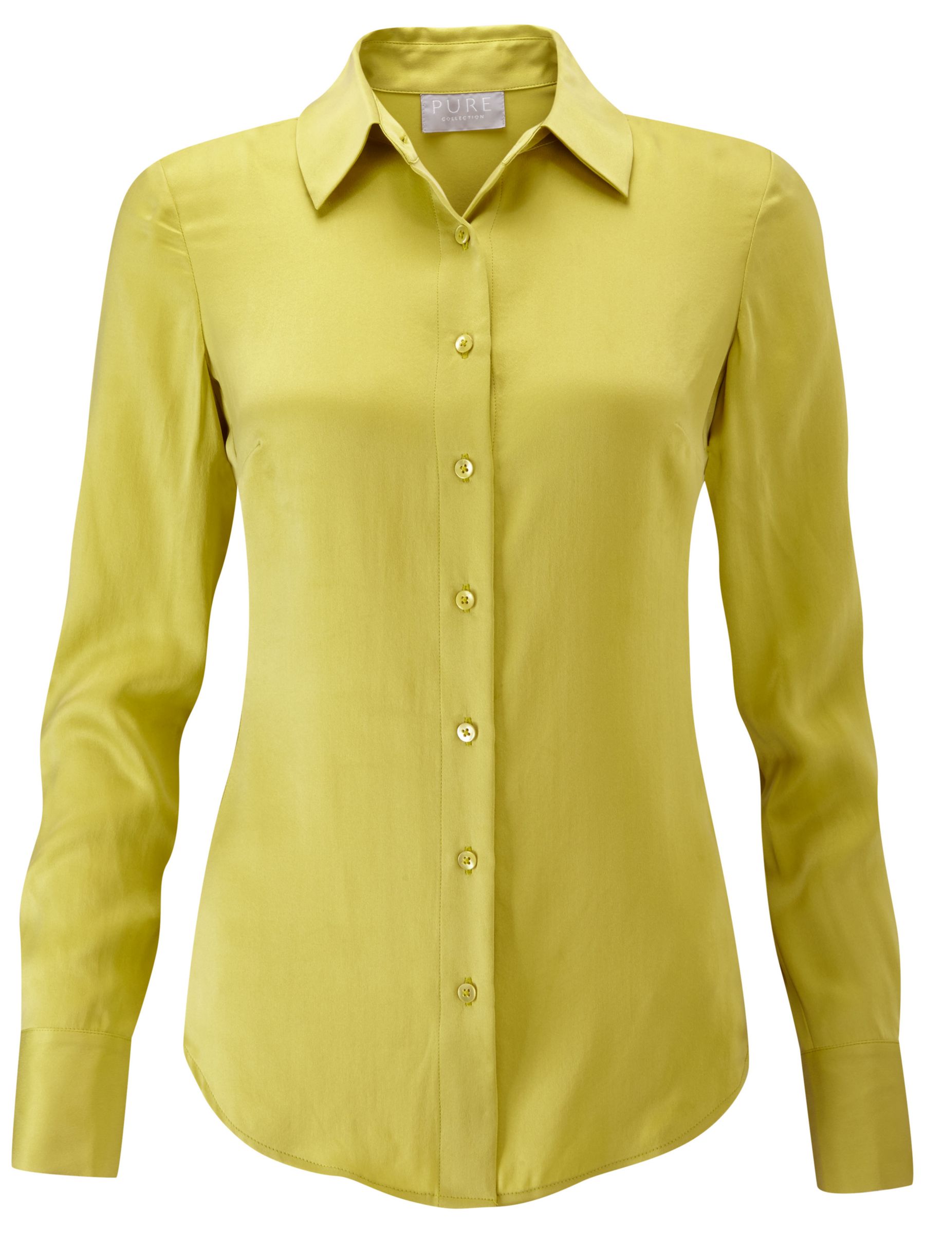 Pure Collection Washed Silk Blouse, Chartreuse at John Lewis & Partners