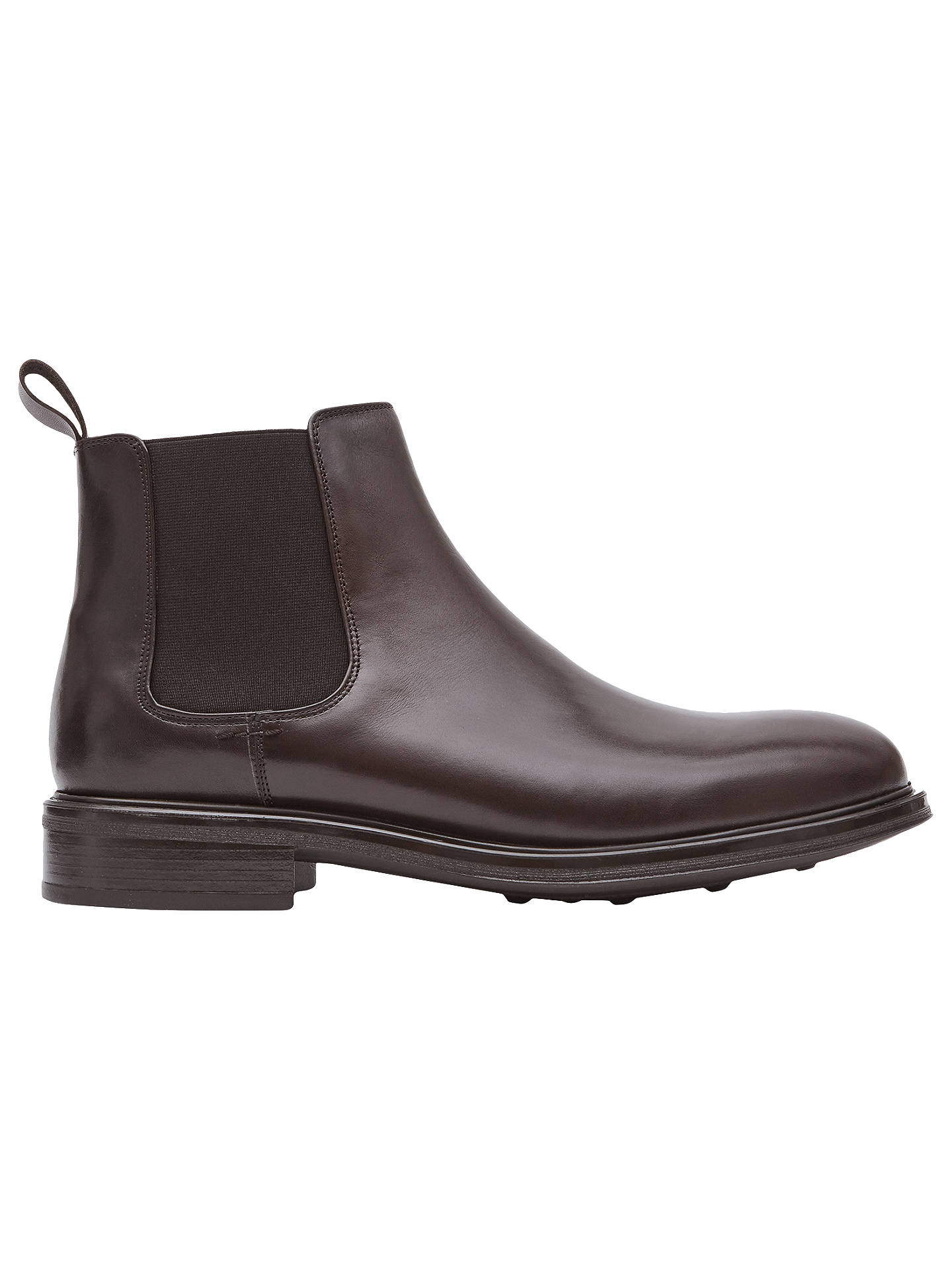 Reiss Chalmer Leather Chelsea Boots, Dark Brown at John Lewis & Partners