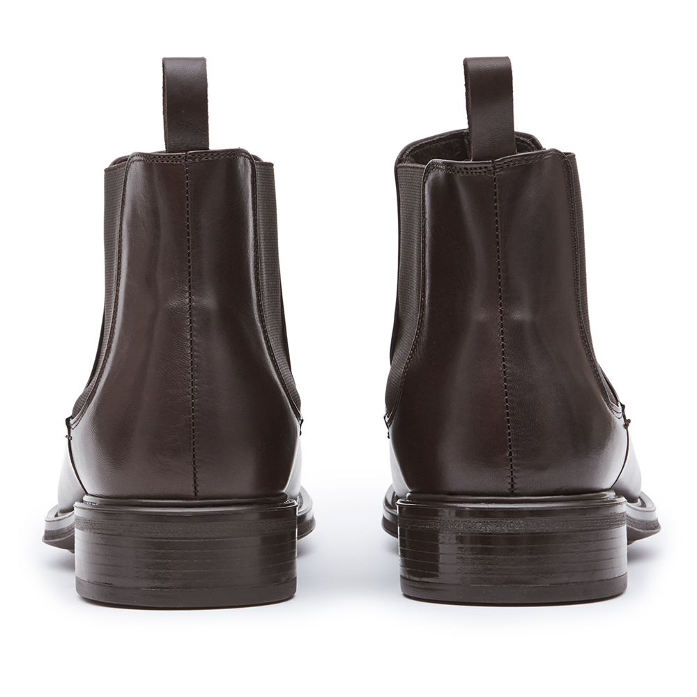 Reiss Chalmer Leather Chelsea Boots, Dark Brown at John Lewis & Partners