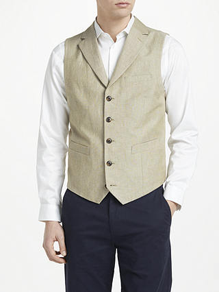 John Lewis & Partners Henry Linen Cotton Waistcoat, Sand