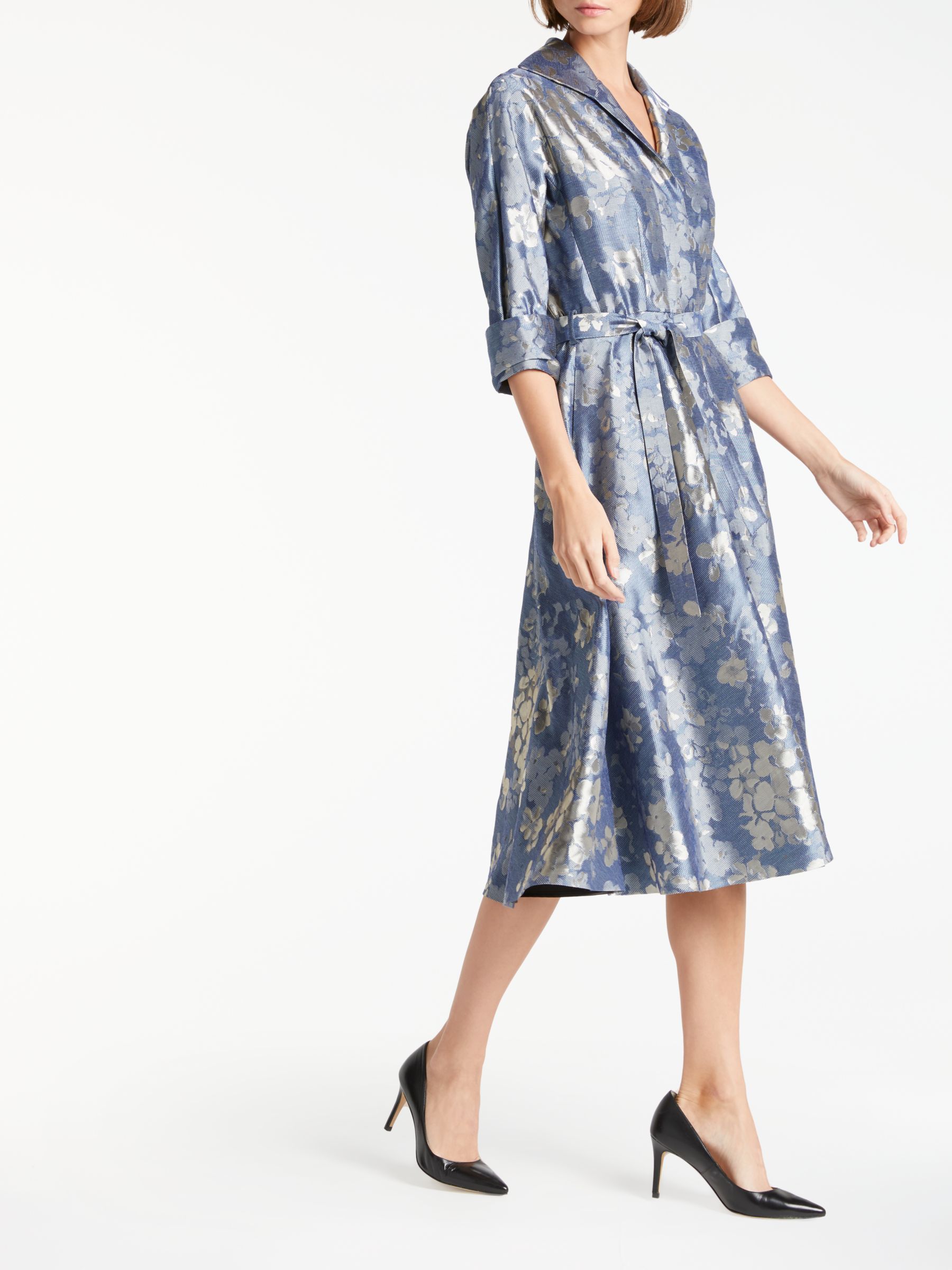 Bruce by Bruce Oldfield Floral Jacquard Dress, Blue at John Lewis ...