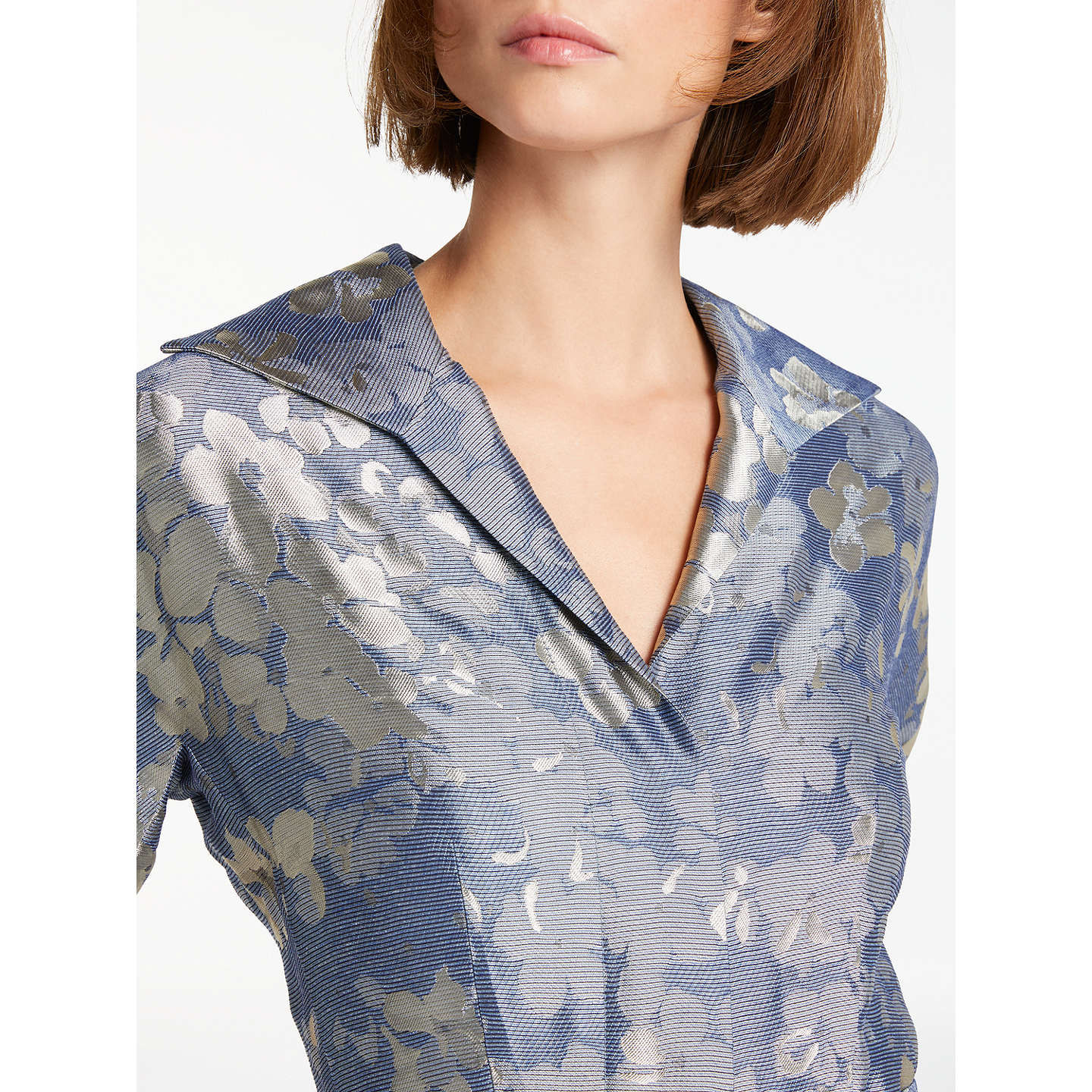 Bruce by Bruce Oldfield Floral Jacquard Dress, Blue at John Lewis
