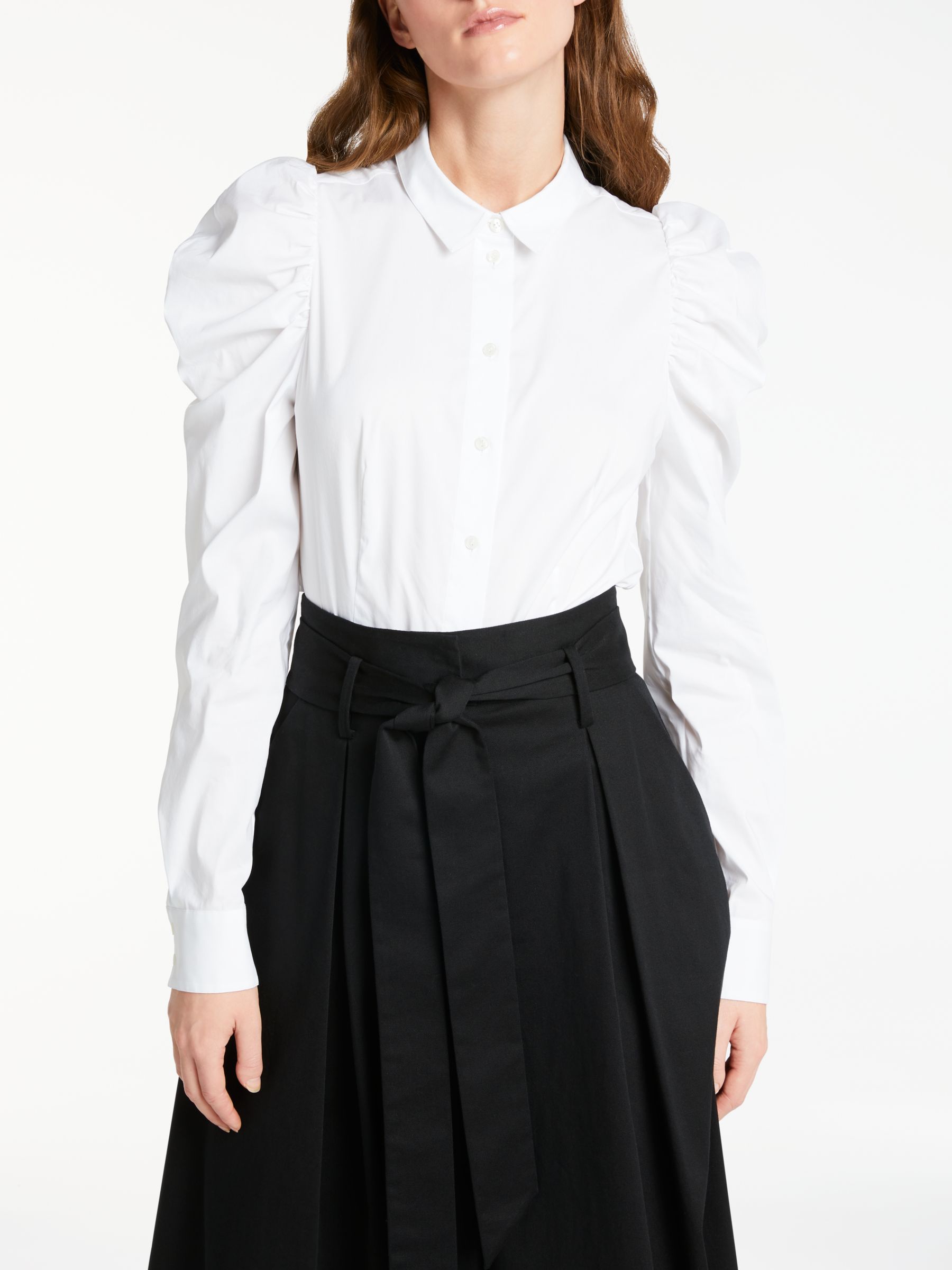 Somerset by Alice Temperley Ruched Sleeve Poplin Shirt, White