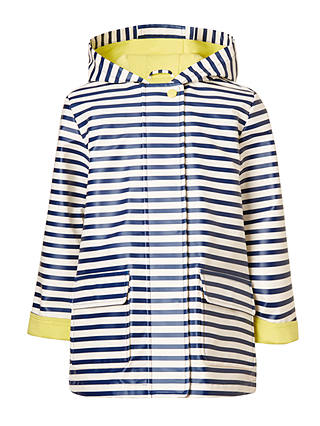 John Lewis Girls' Stripe Raincoat, Navy