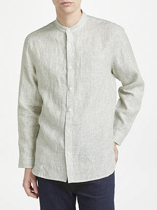 John Lewis & Partners Linen Stripe Grandad Shirt