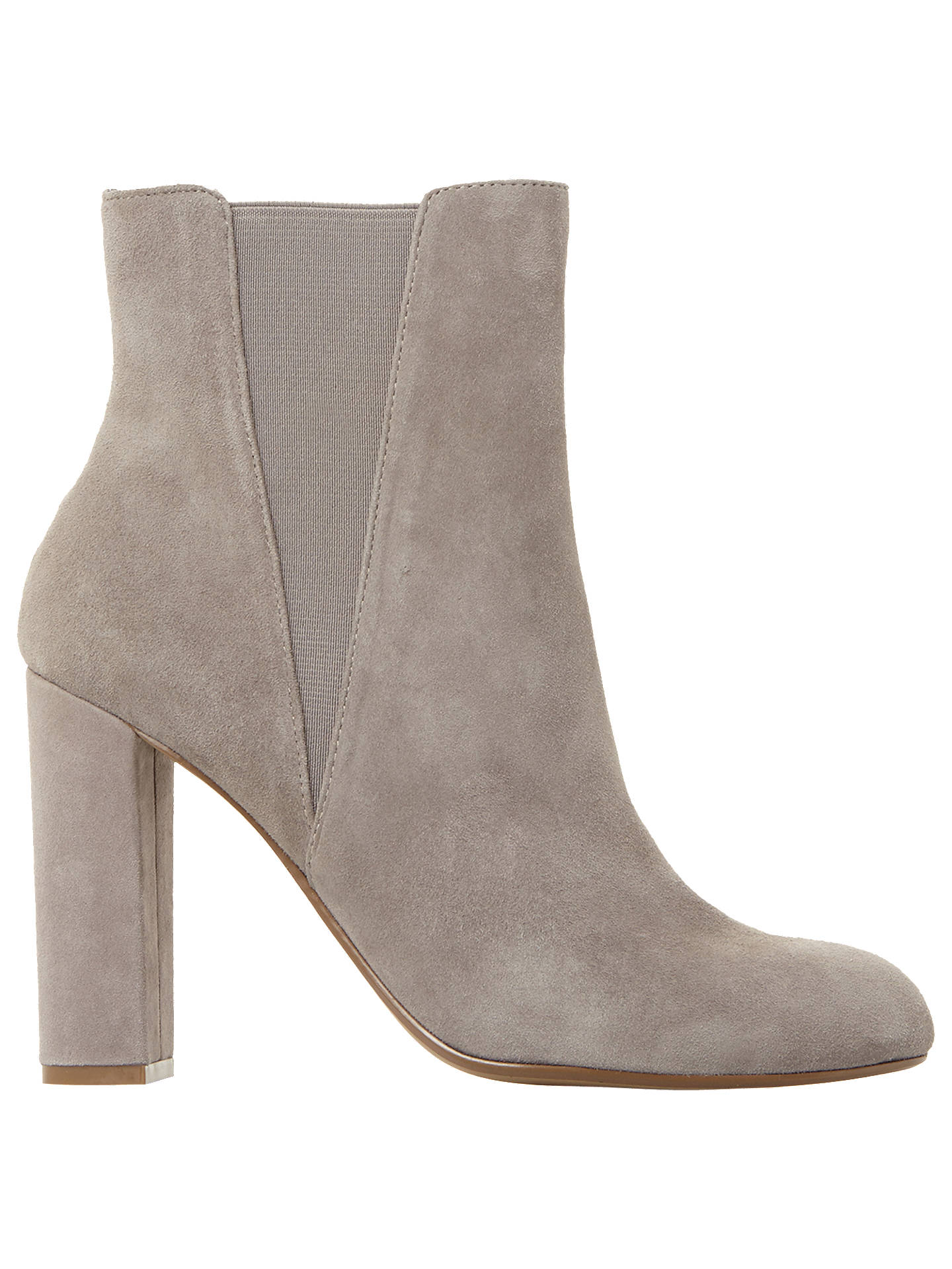 Steve Madden Effect Block Heeled Ankle Boots, Grey Suede at John Lewis ...