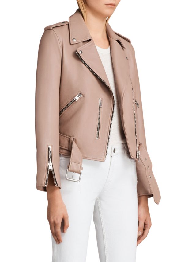 All saints blush store pink leather jacket