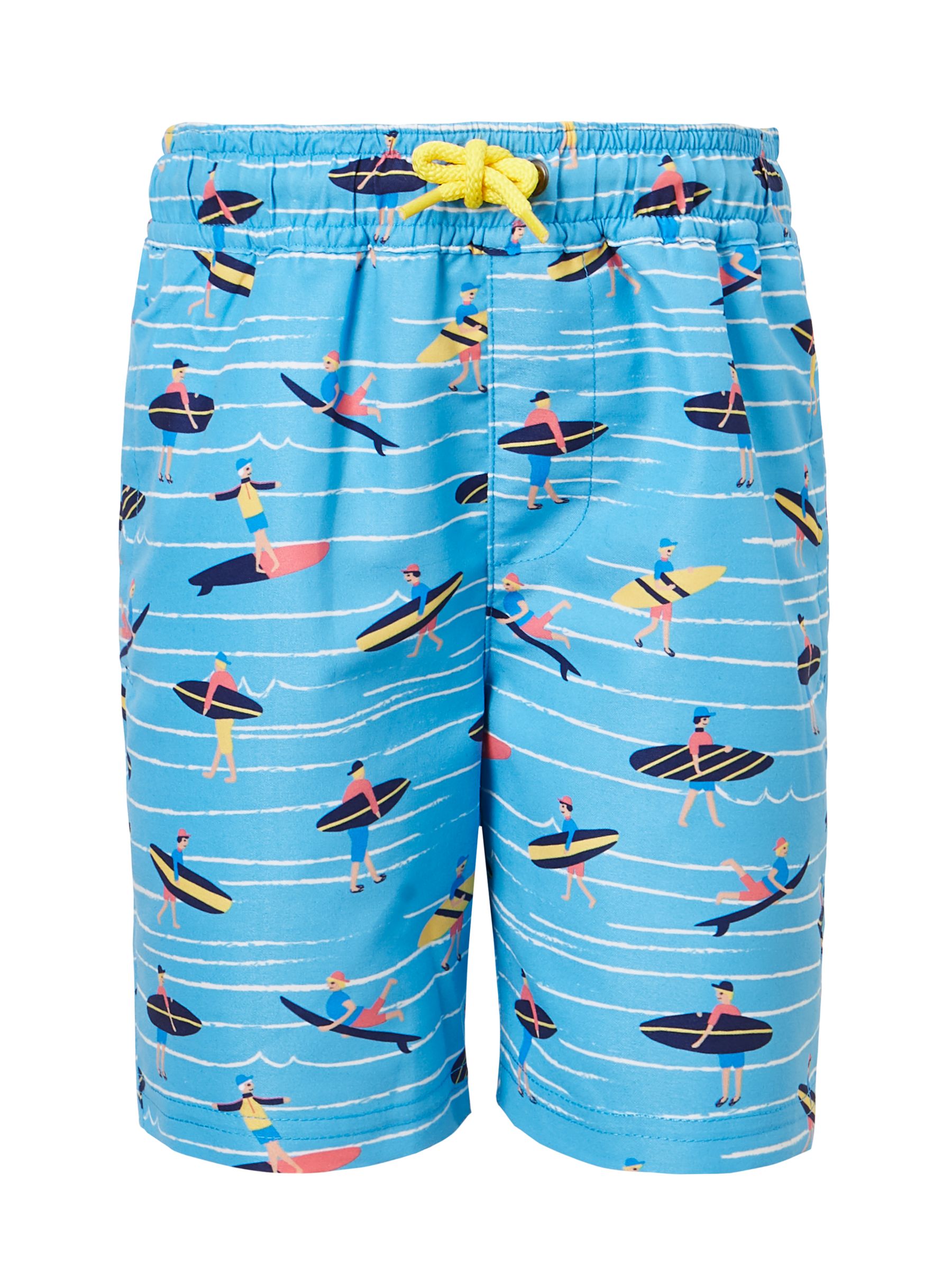 John Lewis & Partners Boys' Surfer Print Swimming Shorts, Blue
