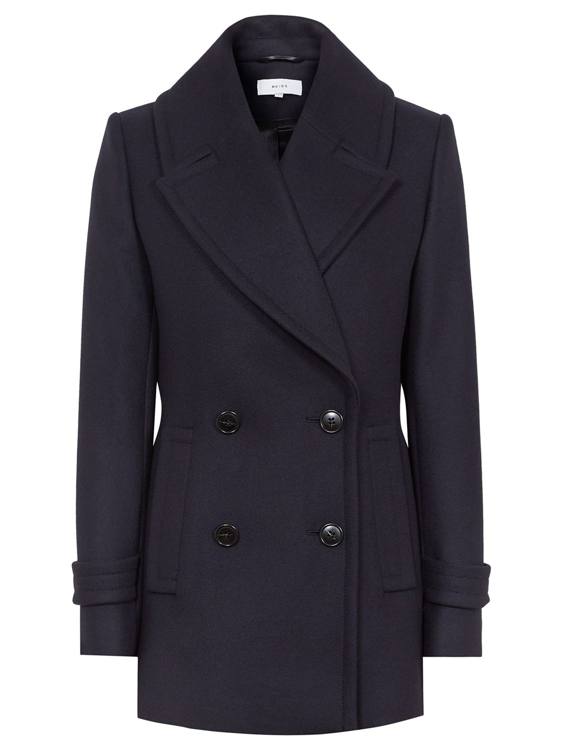 Reiss Malia Double Breasted Wool Blend Pea Coat, Night Navy