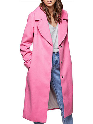 Miss Selfridge Midi Coat, Pink