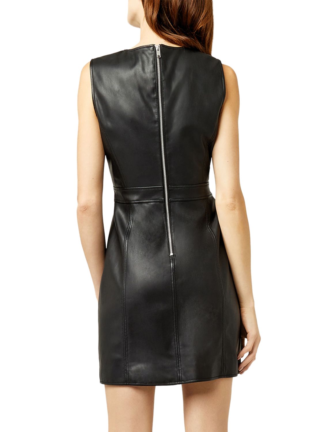 Warehouse Faux Leather Dress, Black at John Lewis & Partners