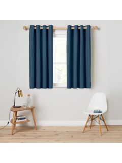 John Lewis ANYDAY Arlo Pair Lined Eyelet Curtains, Blue, W117 x Drop 137cm