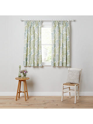 John Lewis & Partners Leckford Trees Pair Lined Pencil Pleat Curtains, Green, W167 x Drop 137cm