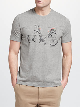 John Lewis & Partners Bike Placement Graphic T-Shirt, Grey
