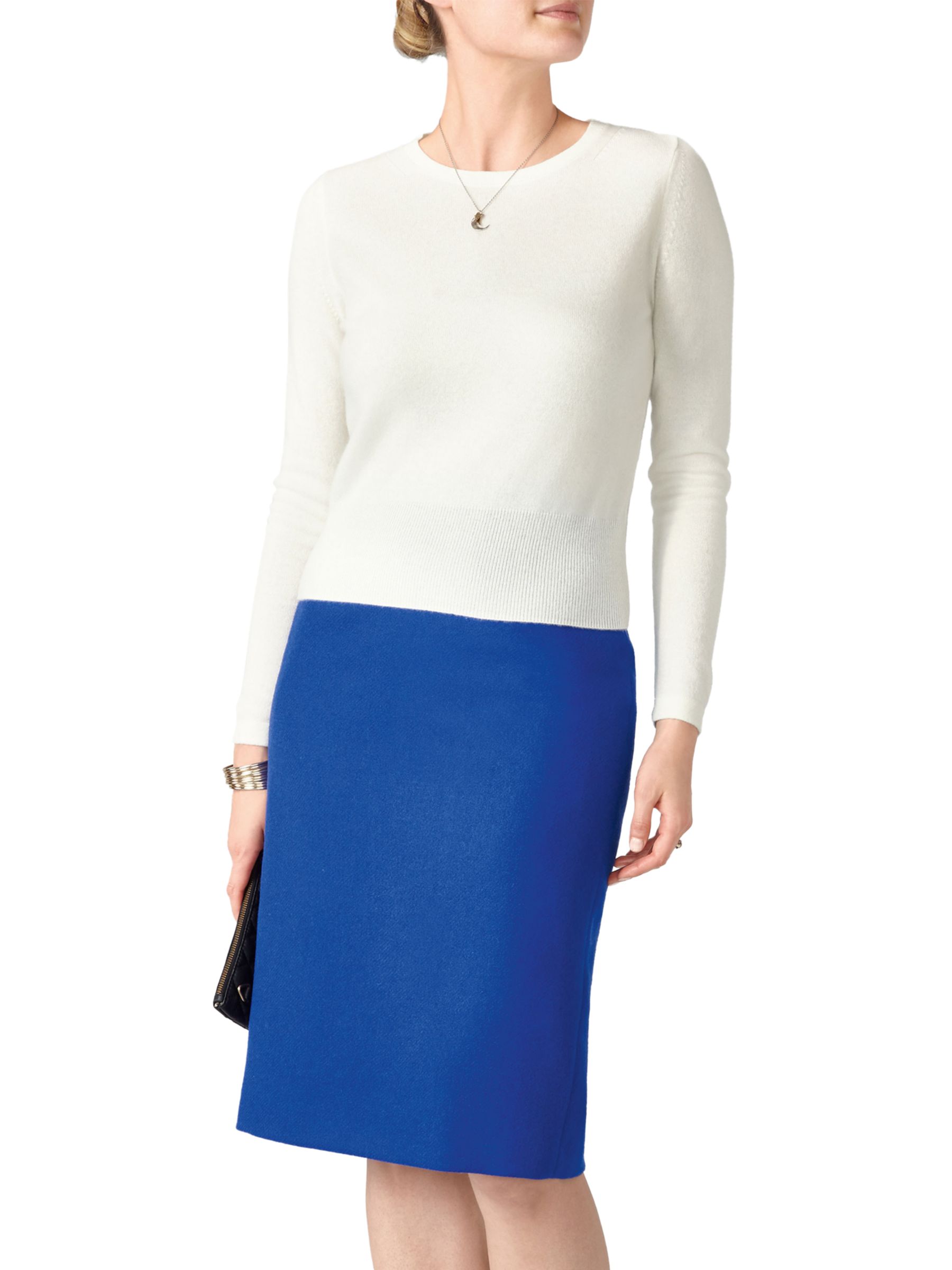 Pure Collection Wool Pencil Skirt, Sapphire Blue, 18