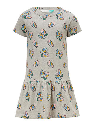 John Lewis & Partners Girls' Butterfly Geometric Dress, Grey