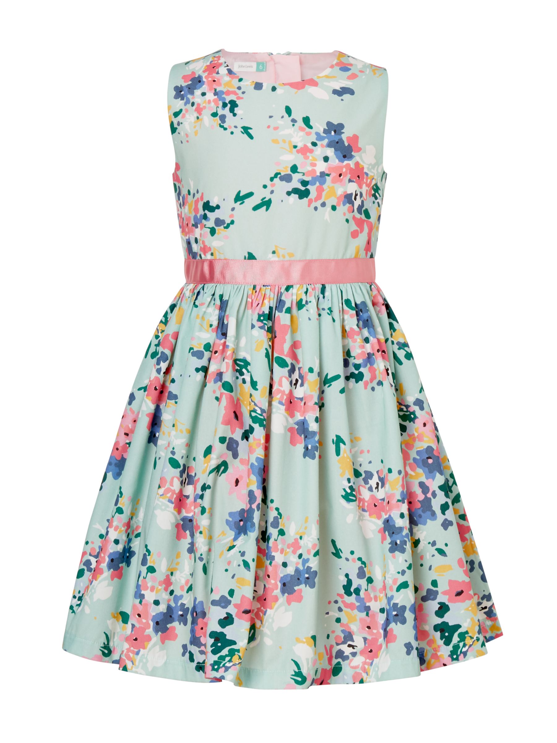 John Lewis Girls' Blossom Print Dress, Teal at John Lewis & Partners