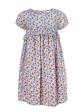 John Lewis & Partners Girls' Floral Frill Dress, Blue/Multi