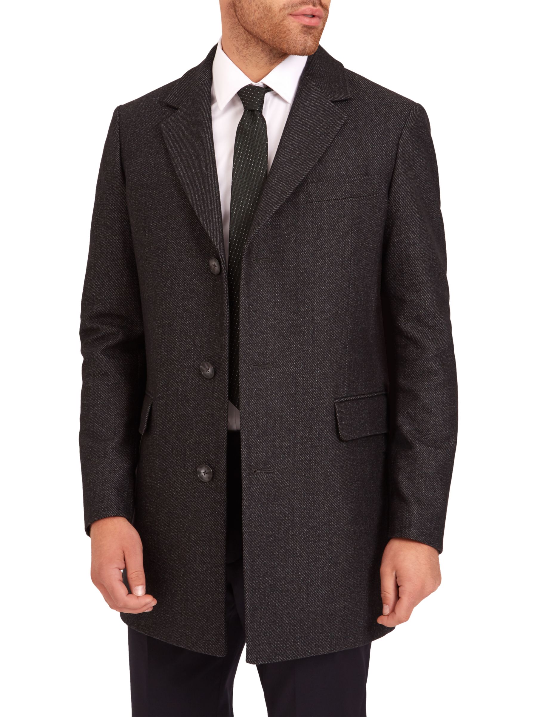 Jaeger Single Breasted Overcoat, Charcoal