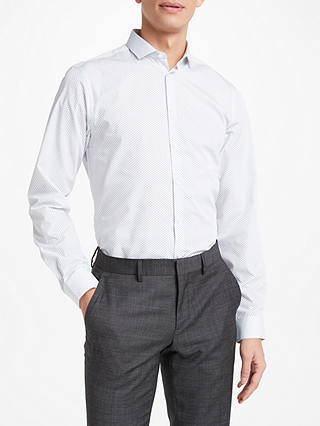 Kin Diamond Print Slim Fit Shirt, White