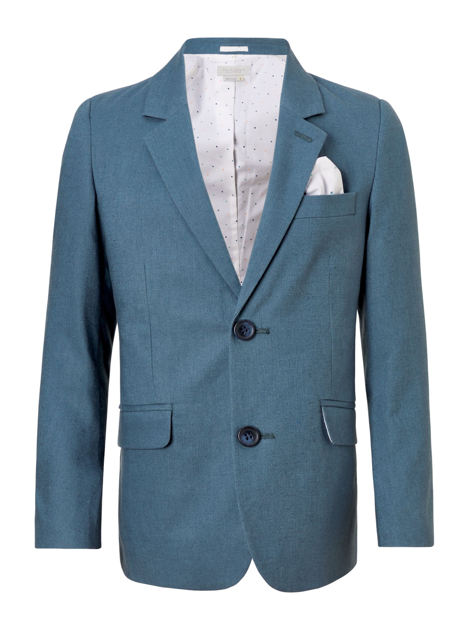 John Lewis & Partners Heirloom Collection Boys' Linen Suit Jacket, Lagoon