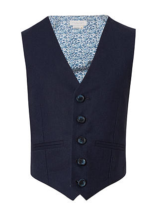 John Lewis & Partners Heirloom Collection Boys' Linen Suit Waistcoat, Navy