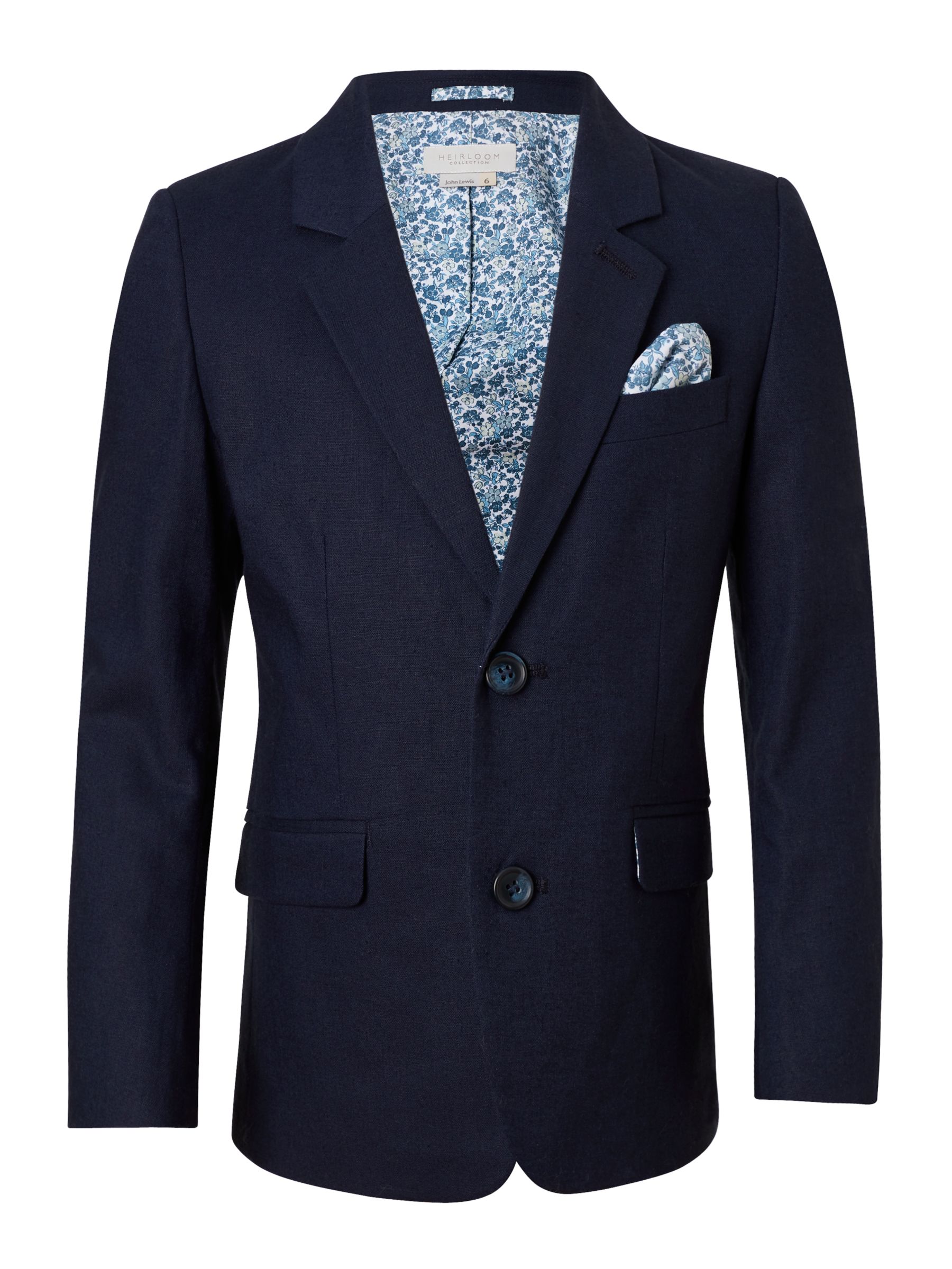John Lewis & Partners Heirloom Collection Boys' Linen Suit Jacket, Navy ...