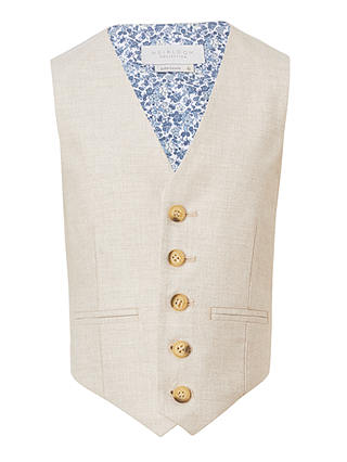 John Lewis & Partners Heirloom Collection Boys' Linen Suit Waistcoat, Beige
