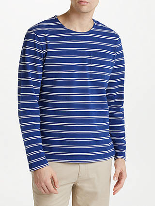 Kin Long Sleeve Striped Pique T-Shirt, Navy