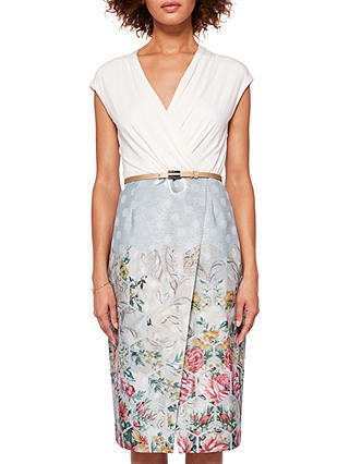 Ted Baker Macal Patchwork Wrap Dress, Pale Blue