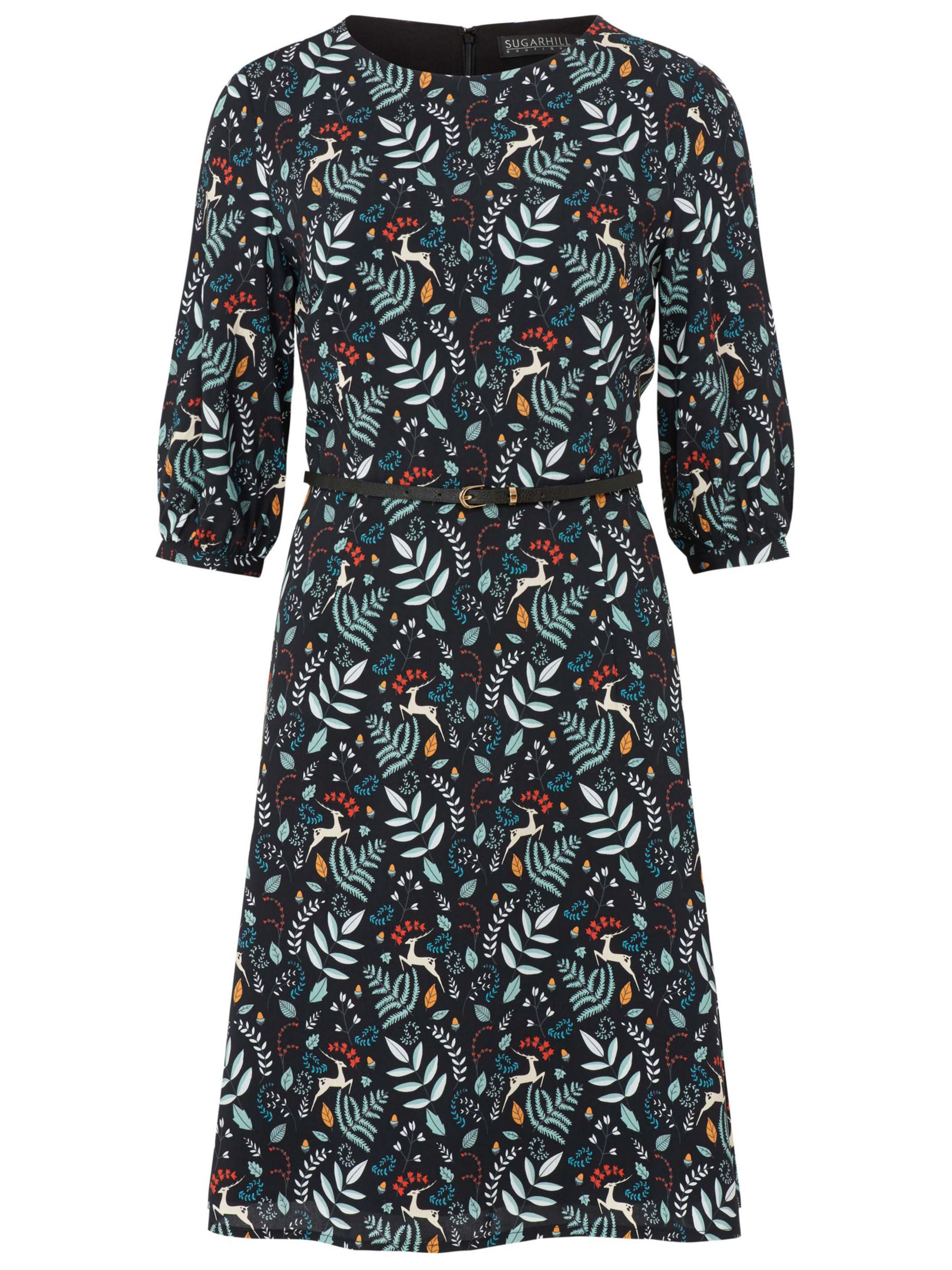 Sugarhill Brighton Cate Enchanted Woodland Dress, Black/Multi